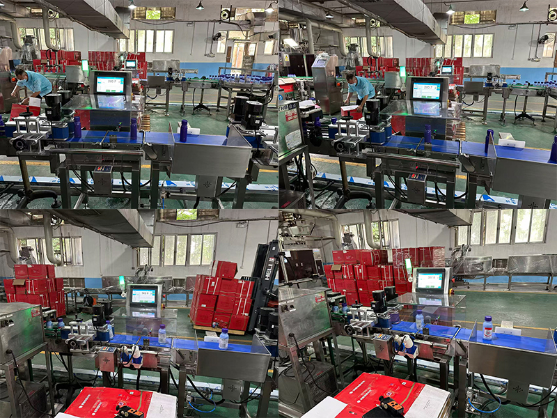 Checkweigher for bottles with clamping mechanism Kontrollwaage für Flaschen mit Klemmmechanismus