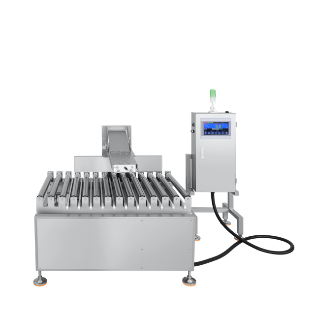 Einteilige Rollenkontrollwaage für 25 kg schwere Kartons