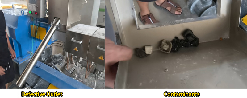 defekter Auslass und Verunreinigungen 