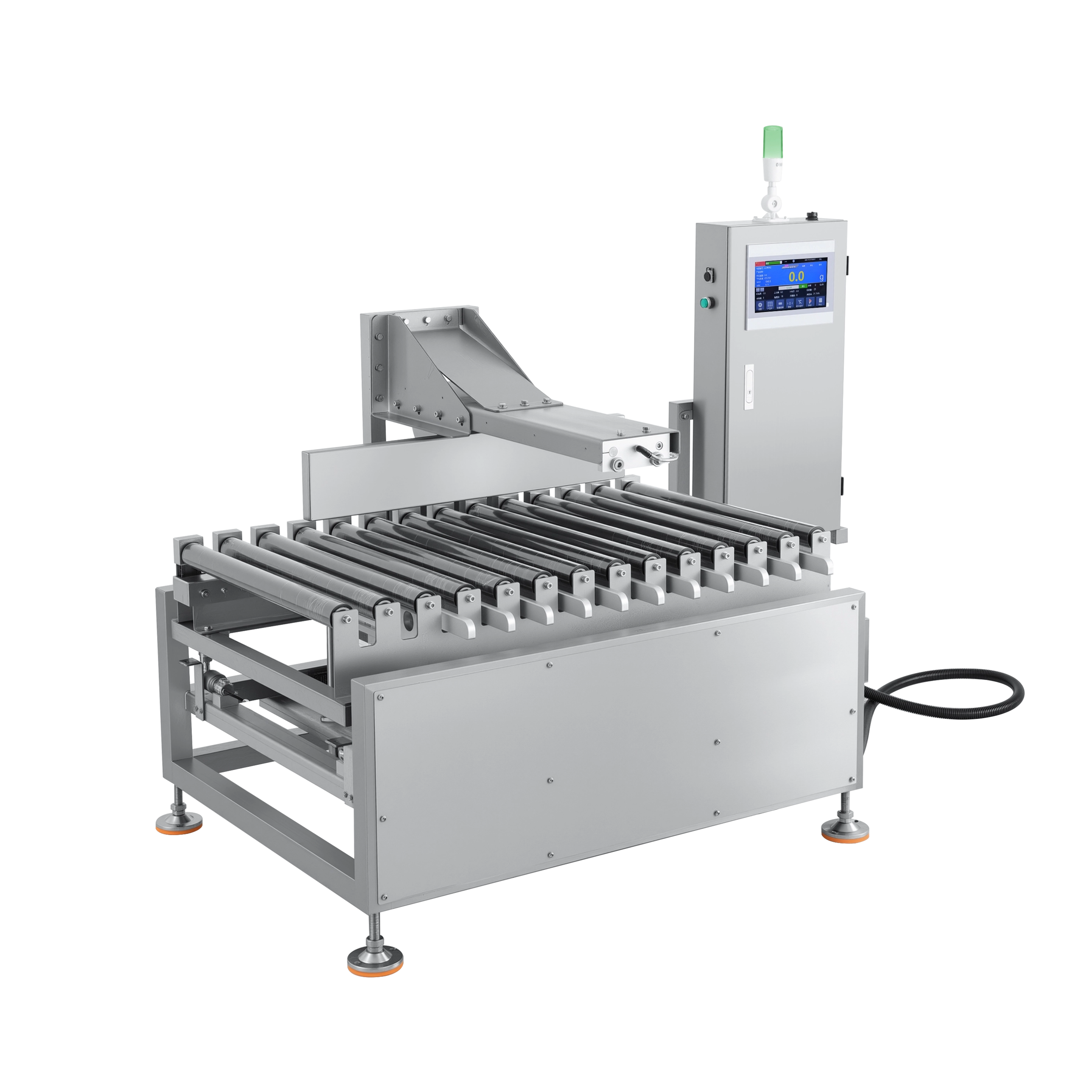 Einteilige Rollenkontrollwaage für 25 kg schwere Kartons