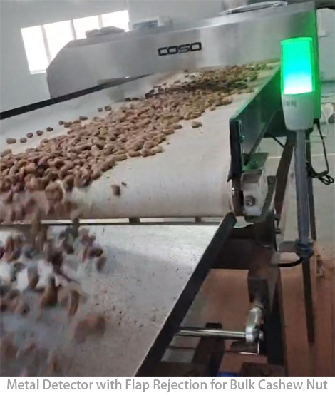 Metalldetektor mit Klappenausschleusung f&uuml;r gro&szlig;e Scherenmuttern