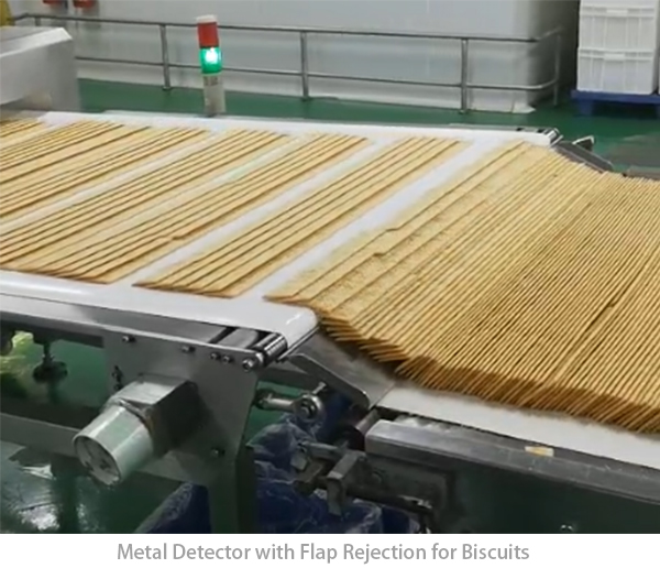 Metalldetektor mit Klappenausschleusung f&uuml;r Kekse